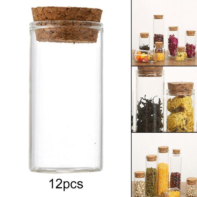12pcs Mini Small Tiny Clear Cork Stopper Glass Bottles Vials Jars 25ml