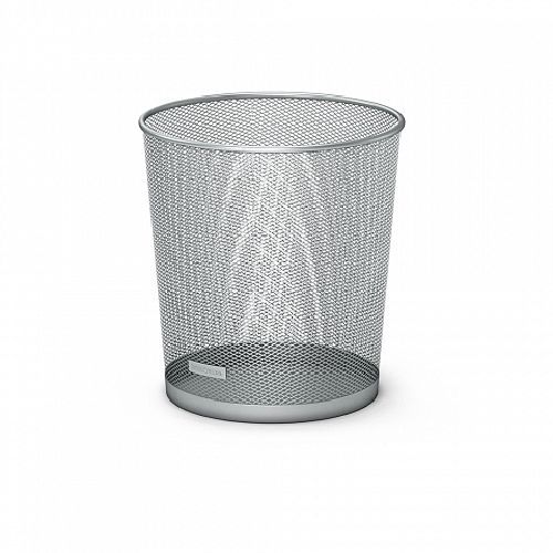 ROUND MESH WASTE PAPER BASKET SILVER