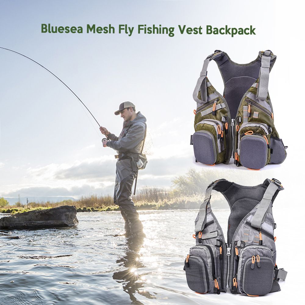 Mesh Fly Fishing Vest Backpack Breathable Outdoor Fishing