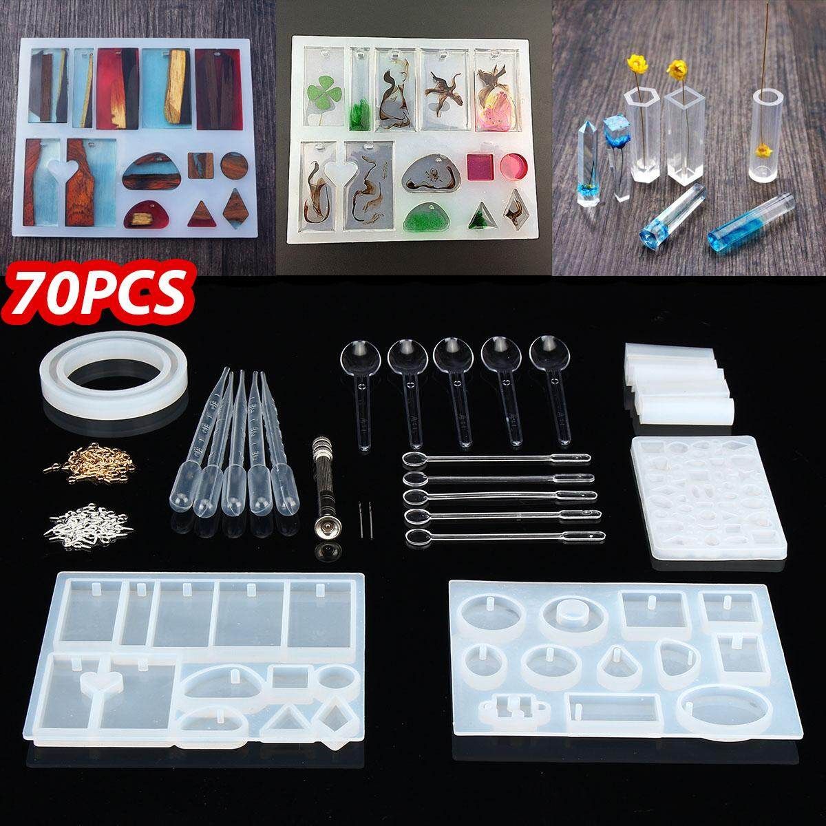 65pcs Resin Casting Molds Kit Silicone Mold Jewelry Making Pendant Mould DIY