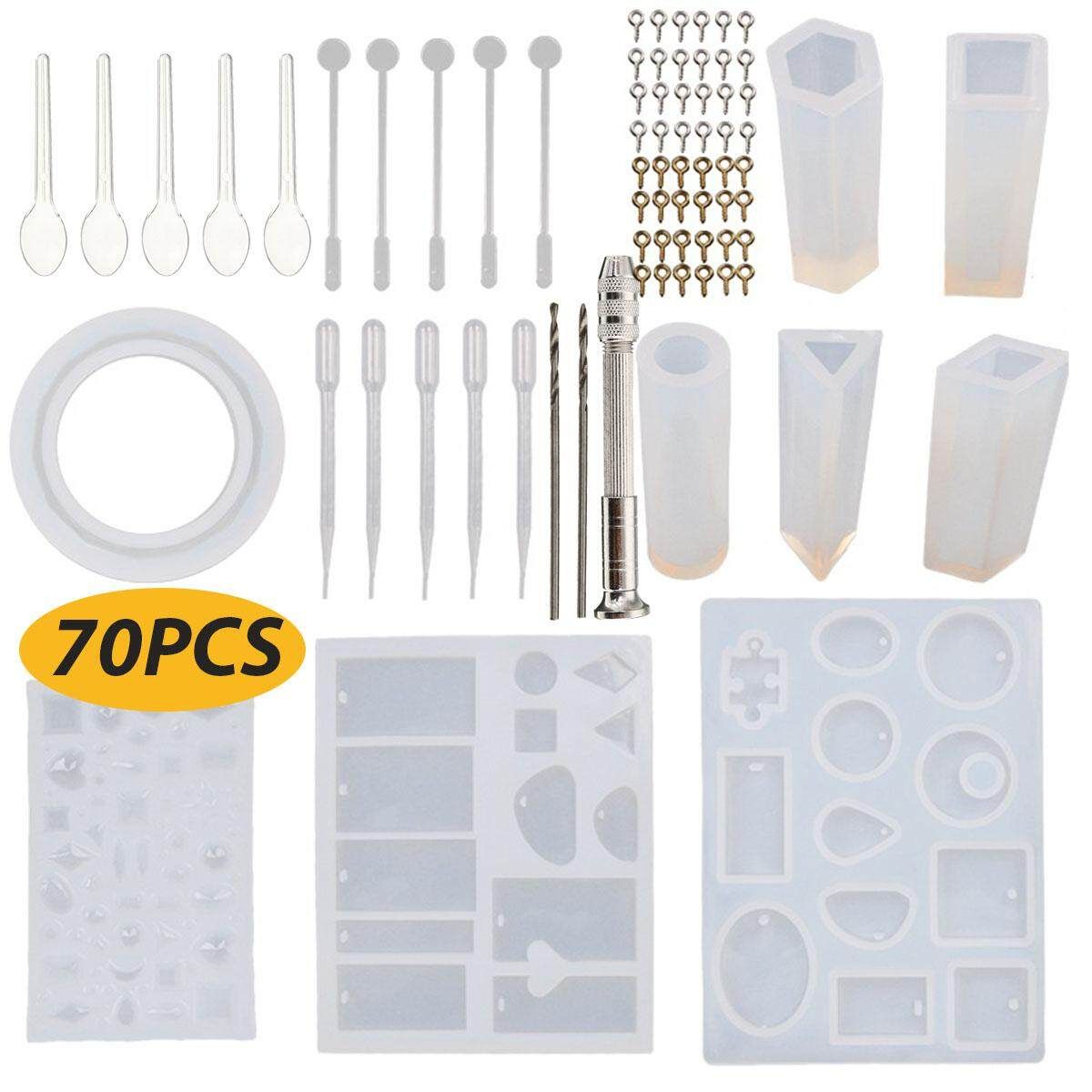 65pcs Resin Casting Molds Kit Silicone Mold Jewelry Making Pendant Mould DIY