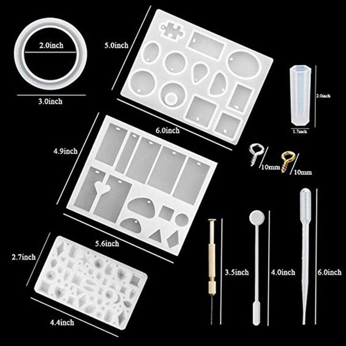 65pcs Resin Casting Molds Kit Silicone Mold Jewelry Making Pendant Mould DIY