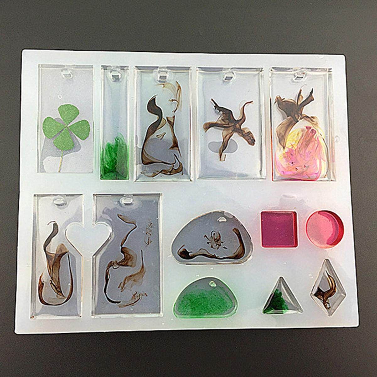 65pcs Resin Casting Molds Kit Silicone Mold Jewelry Making Pendant Mould DIY