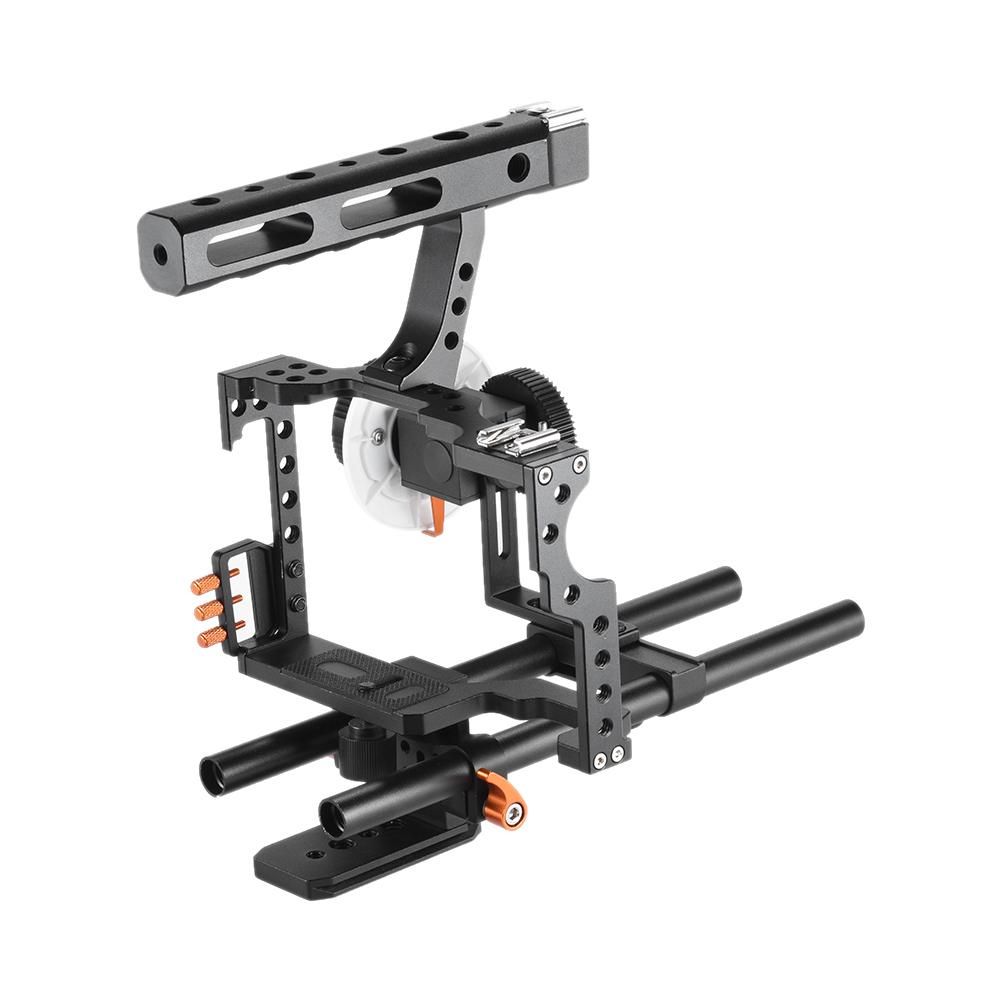 Andoer C500 Aluminum Alloy Camera Camcorder Video Cage Rig Kit Film Making System w/ Matte Box + Follow Focus + Handle + 15mm Rod for Panasonic GH4 Replacement for Sony A7S/A7/A7R/A7RII/A7SII/A7IV ILDC Mirrorless Camera
