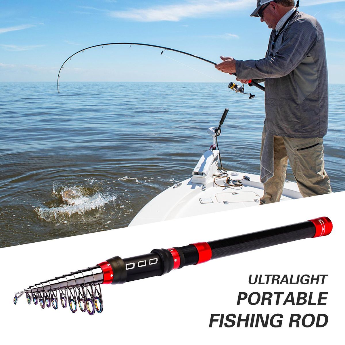 3.6 Meters Portable Fishing Rod Ultralight Fishing Pole Ceremic Guide Ring Fishing Rod Telescopic Carbon Fiber Fishing Pole