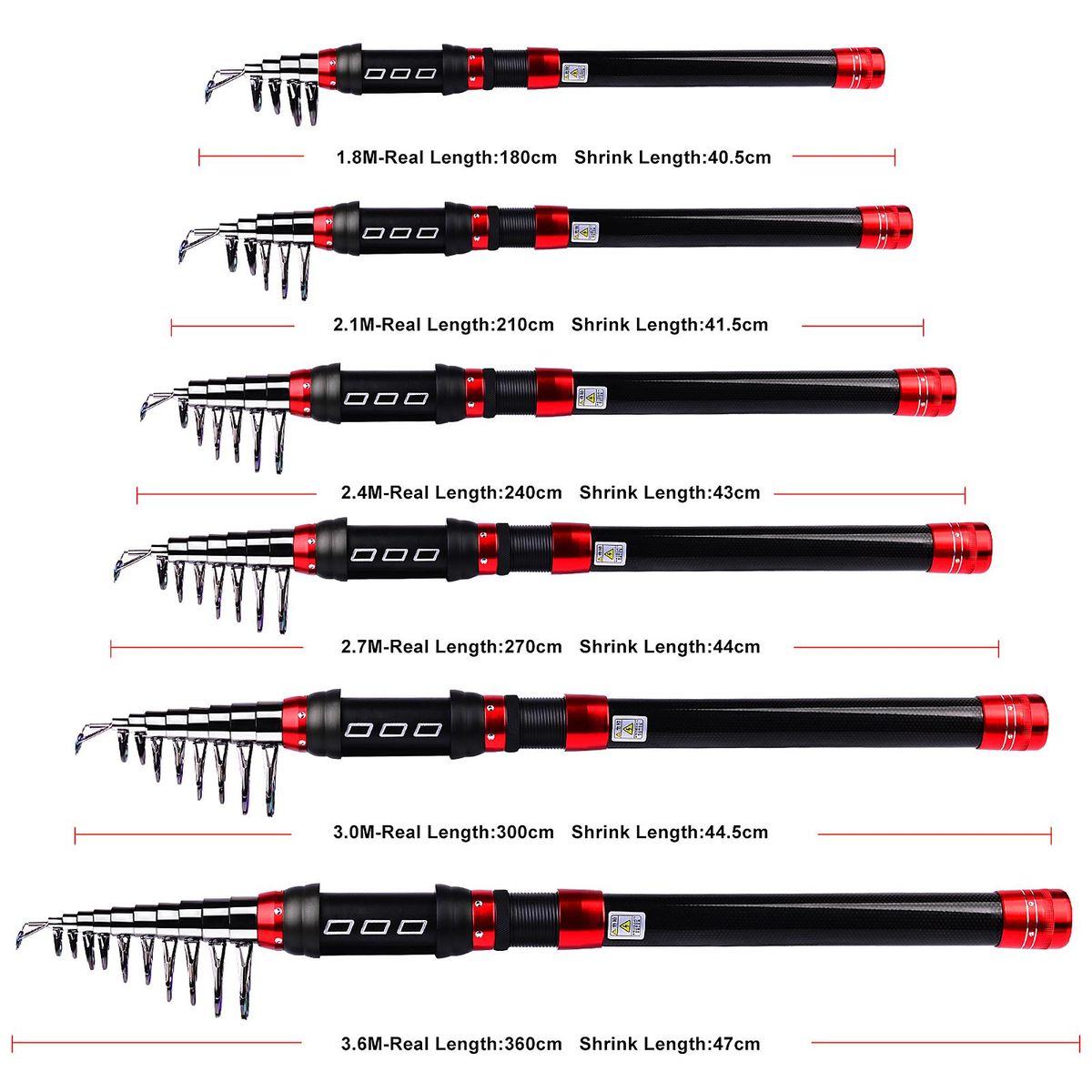 3.6 Meters Portable Fishing Rod Ultralight Fishing Pole Ceremic Guide Ring Fishing Rod Telescopic Carbon Fiber Fishing Pole
