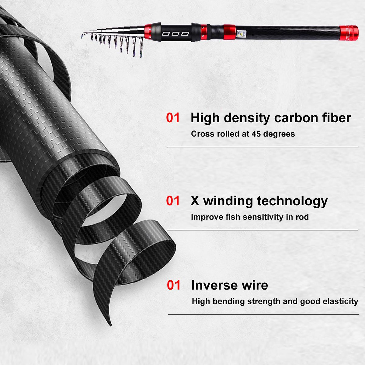 3.6 Meters Portable Fishing Rod Ultralight Fishing Pole Ceremic Guide Ring Fishing Rod Telescopic Carbon Fiber Fishing Pole