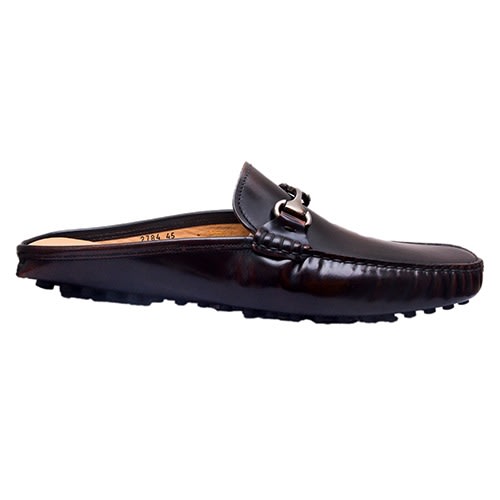 Dark Brown- Patent Half Loafer