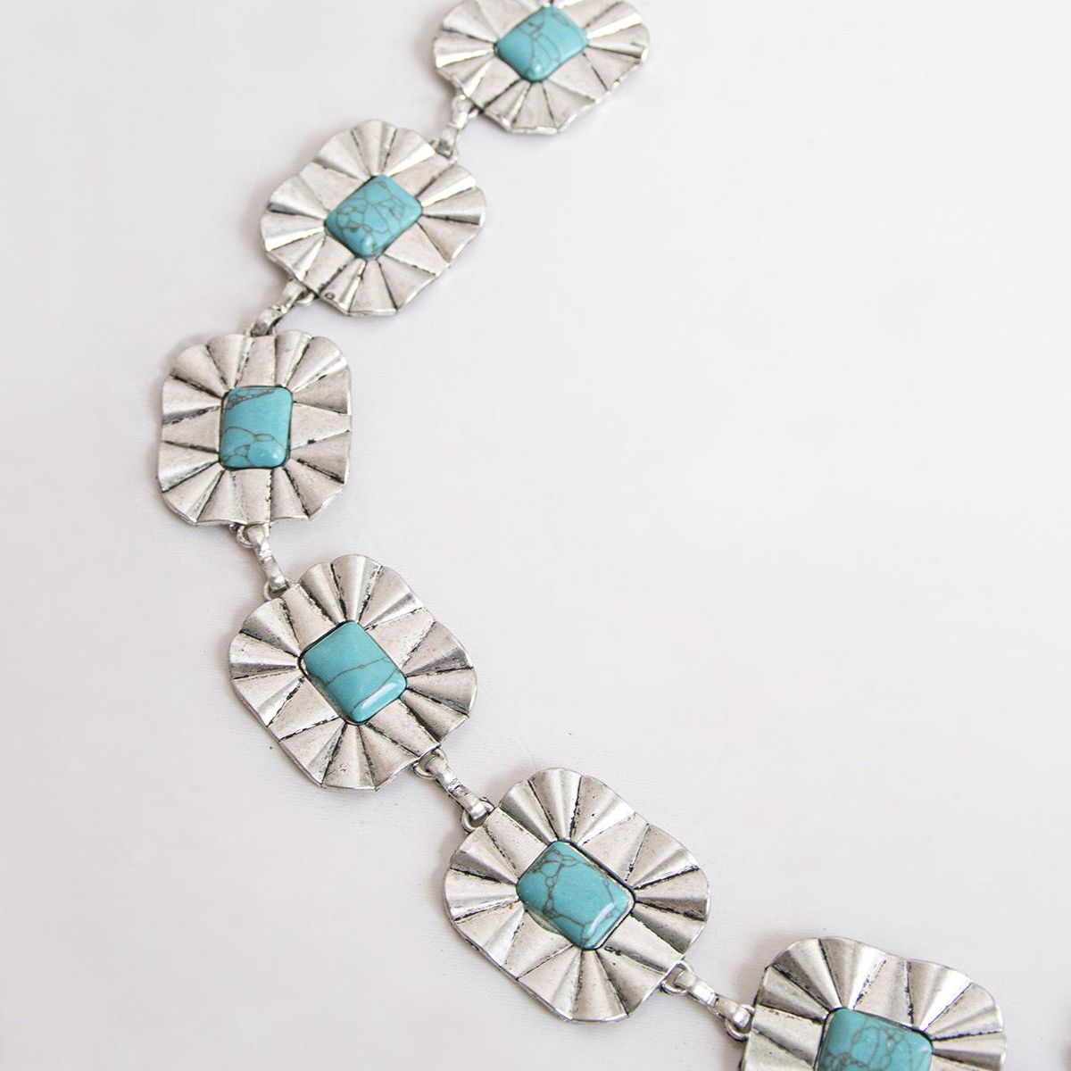 New Women's Turquoise Geometric Fashion Elegant Retro Metal Waist Chain Eyes Turquoise Waist Chain