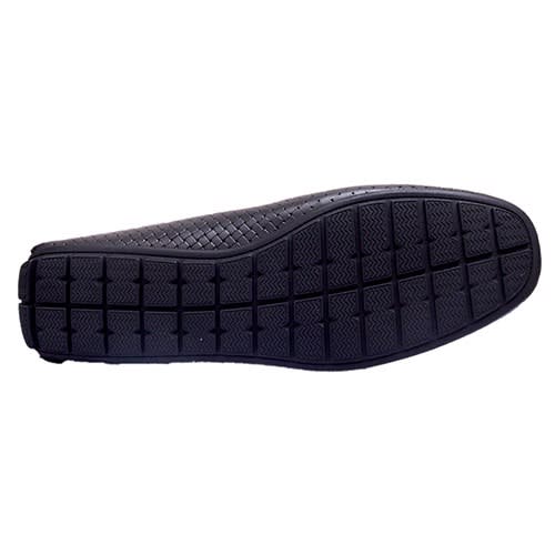 Black- Stamp Weaved Leather Loafers
