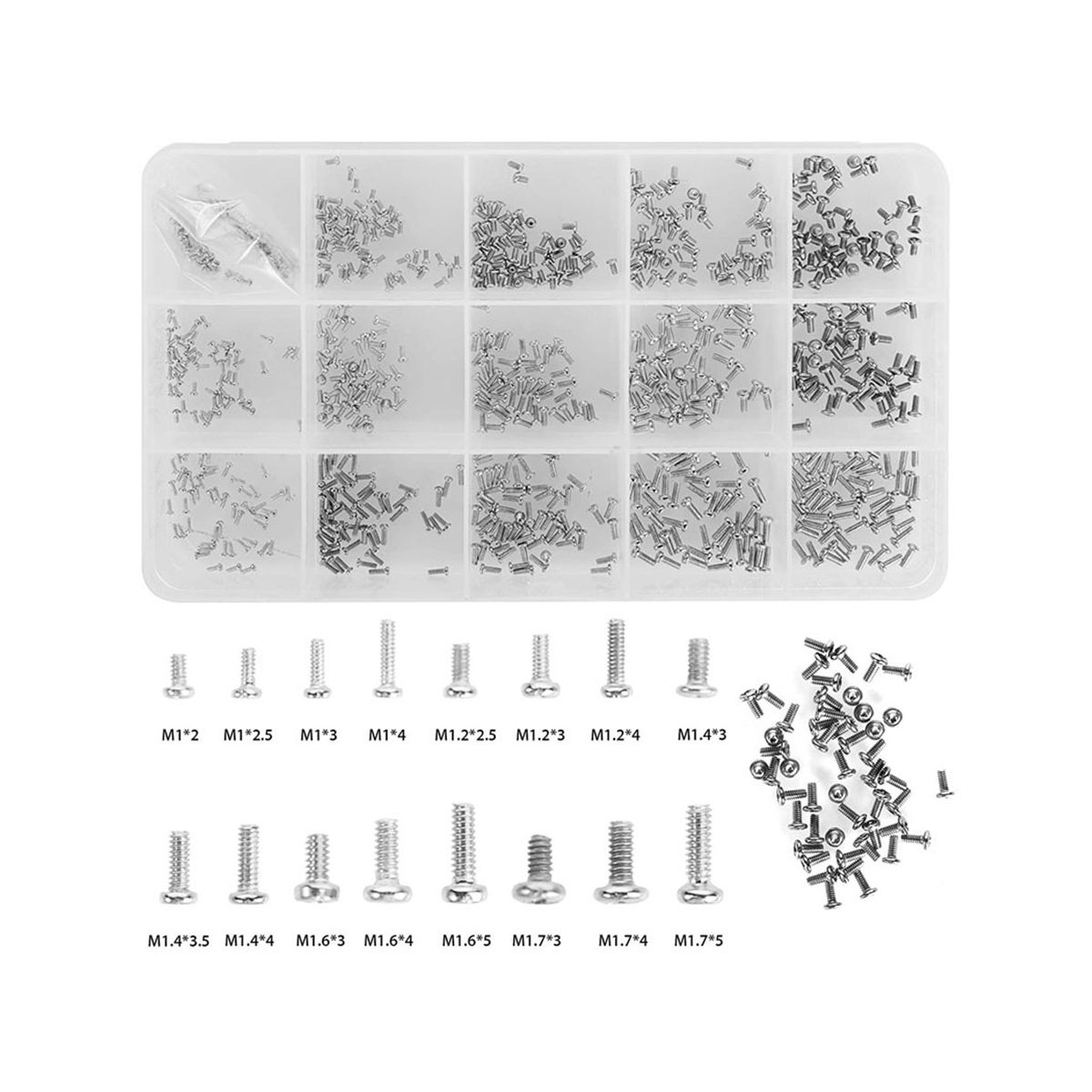 800 Pc Tiny Screws for Electronics, Small Mini Pan Head Machine Screws Kit for Eyeglasses Watches Clocks Repair