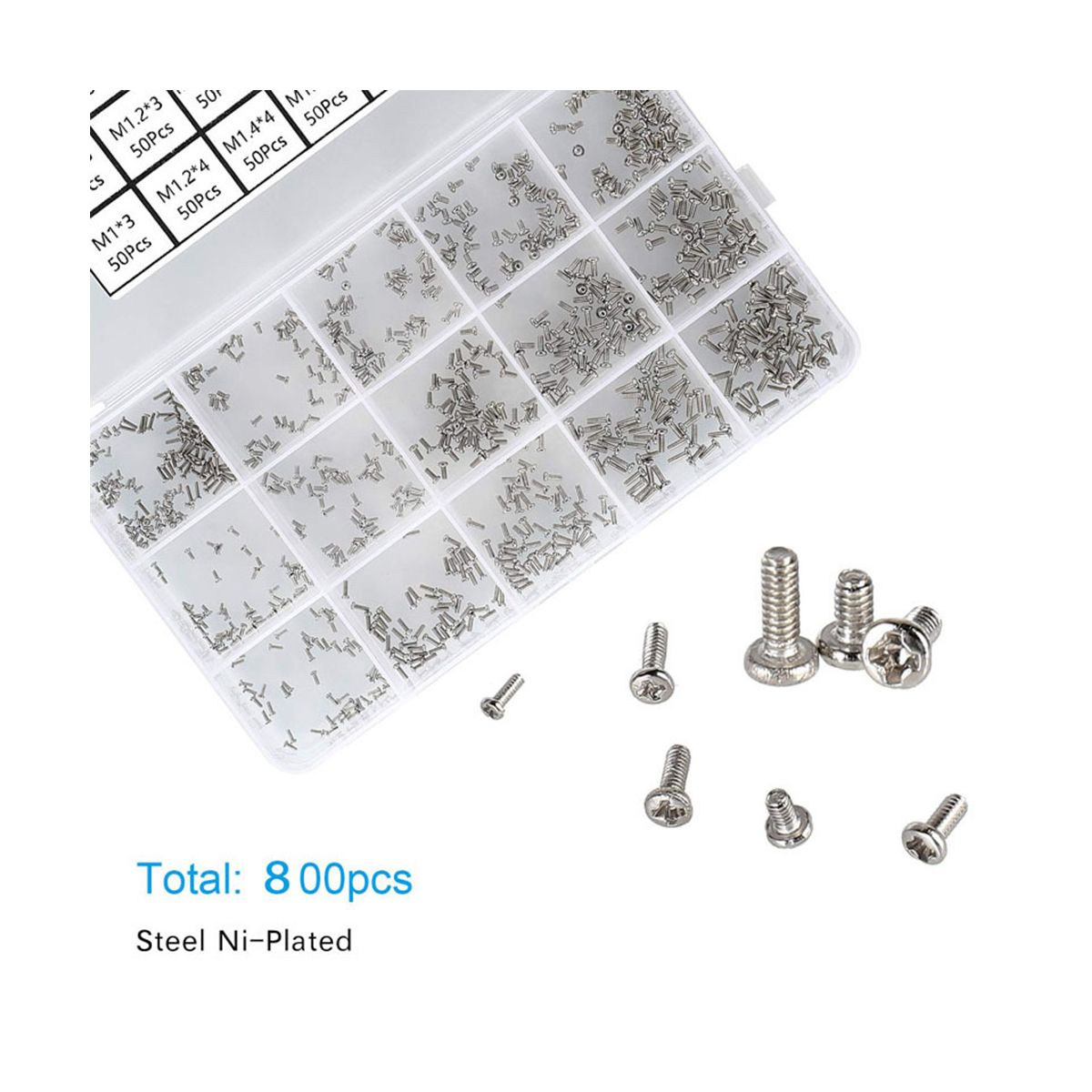 800 Pc Tiny Screws for Electronics, Small Mini Pan Head Machine Screws Kit for Eyeglasses Watches Clocks Repair