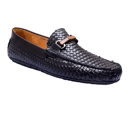 Black -hand Weaved- Loafers With Tusk Accessory