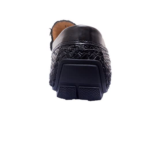 Black -hand Weaved- Loafers With Tusk Accessory
