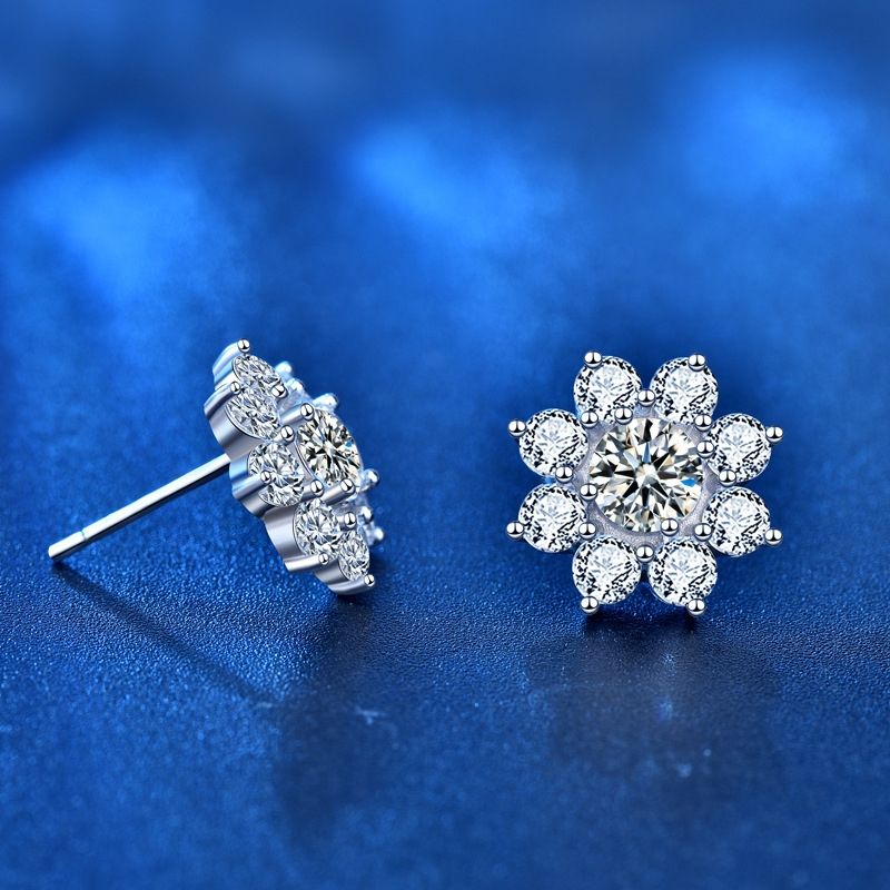 XEZ002 925 Silver Sun Flower Earrings
