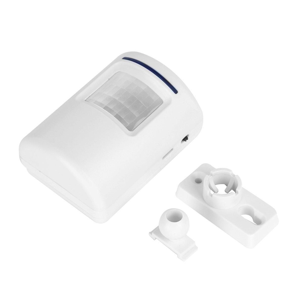 Door Chime,Wireless Business Door Motion Sensor Detector Smart Visitor doorbell Home Security Driveway Alarm with 1 Plug-in Receiver and 1 PIR Detector Weatherproof EU Plug white