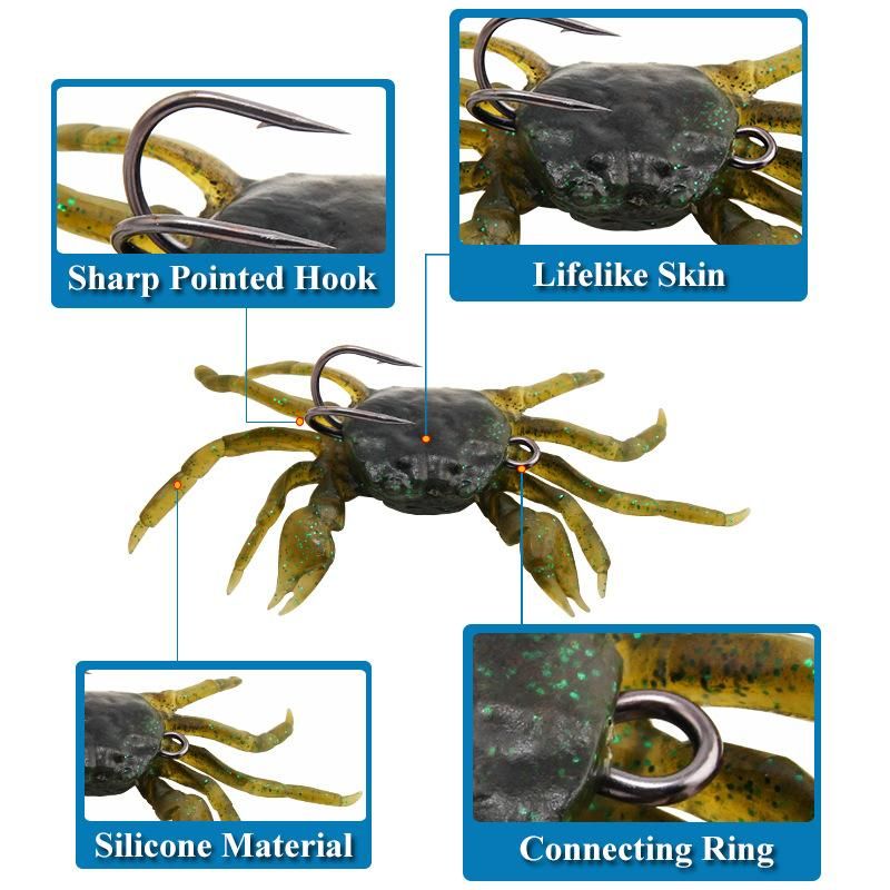 Submerged Far Throw Crab Soft Bait 13cm/33.5g Simulated Fishing Bait-3 pieces