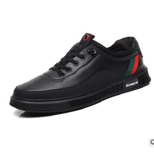 Men Unique Leather Loafers - Black