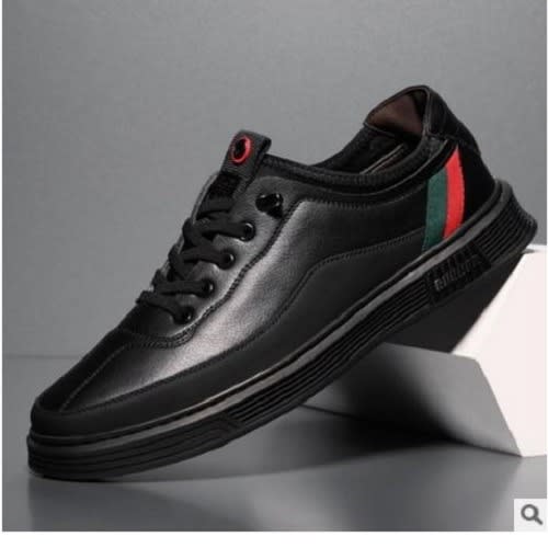 Men Unique Leather Loafers - Black