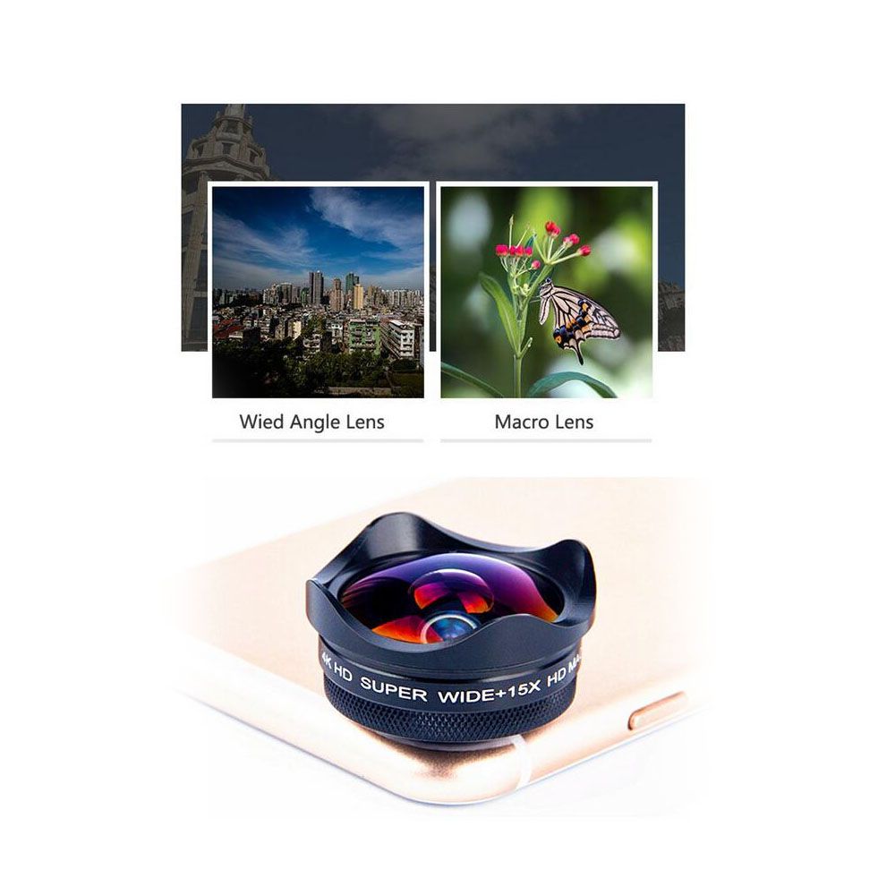 4K Ultra HD Smartphone Camera Lens 0.45X Wide-angle 15X