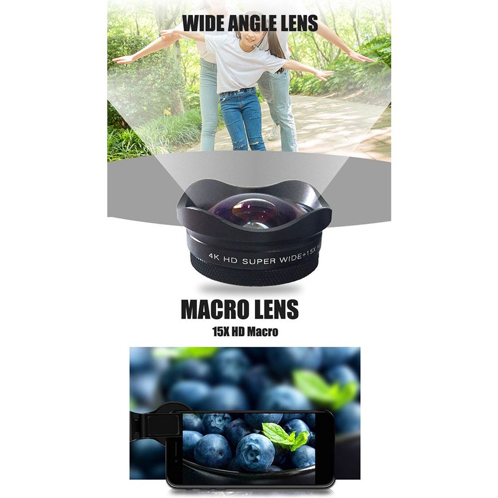 4K Ultra HD Smartphone Camera Lens 0.45X Wide-angle 15X