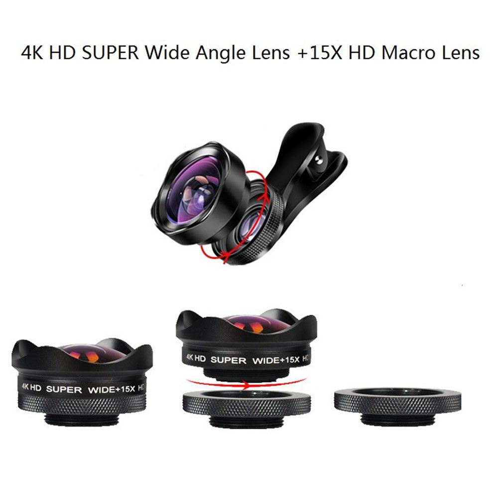 4K Ultra HD Smartphone Camera Lens 0.45X Wide-angle 15X