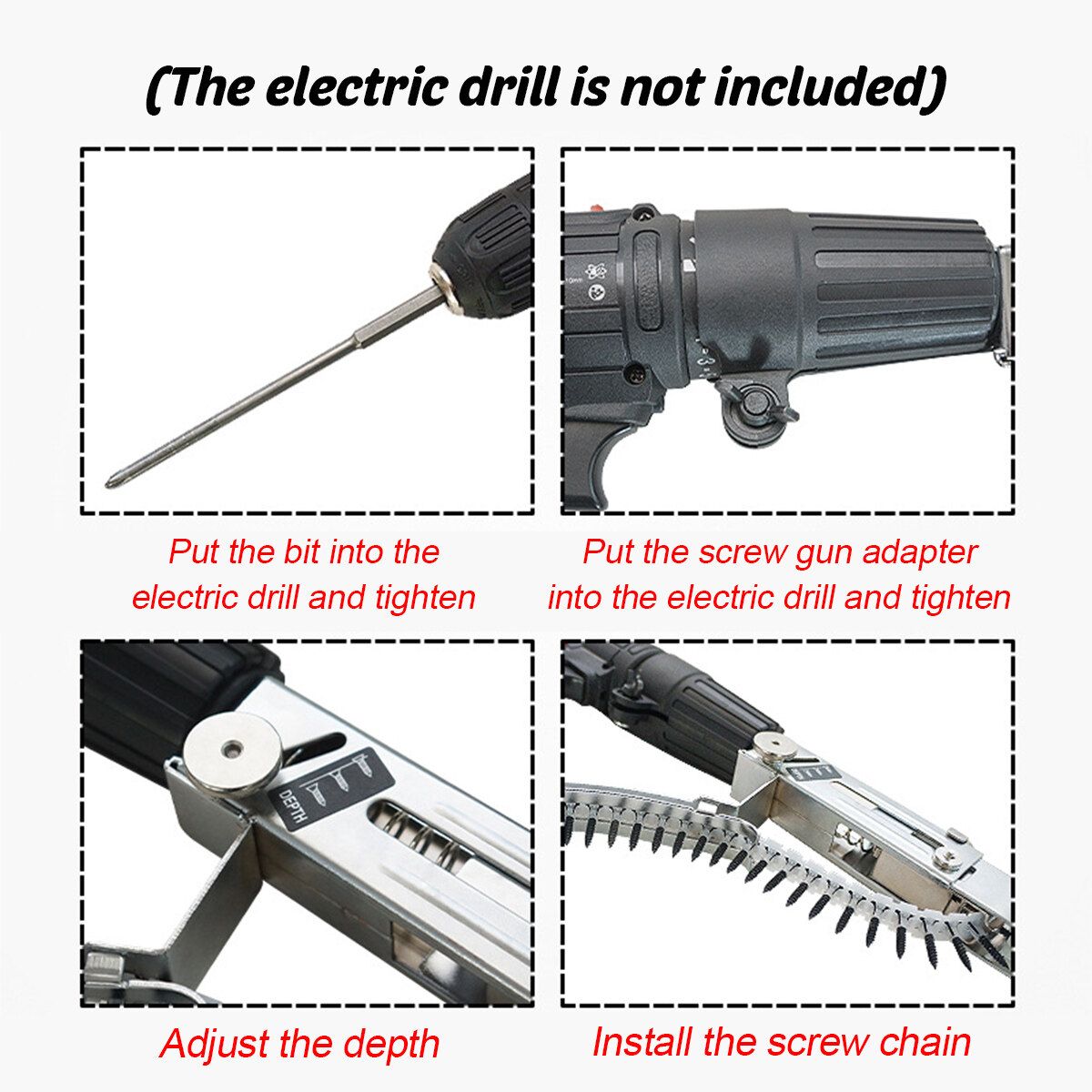Automatic Chain Nail Adapter Screw Nozzle Adapter Electric Drill Woodworking