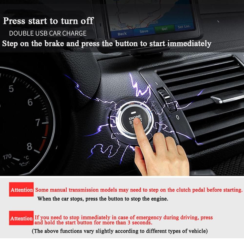 12V Car Alarm Passive Keyless One Button Start Remote Control System Auto Central Lock Push Button Start Stop Automotive PKE
