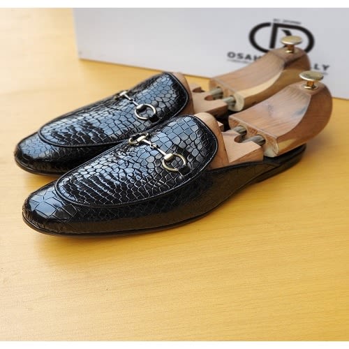 Croc Belgian Mules With Horse-bit