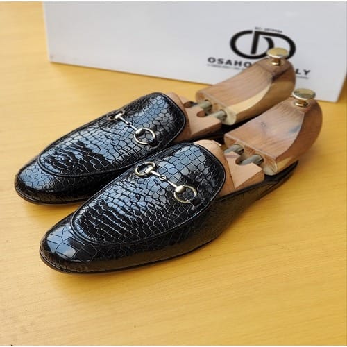 Croc Belgian Mules With Horse-bit