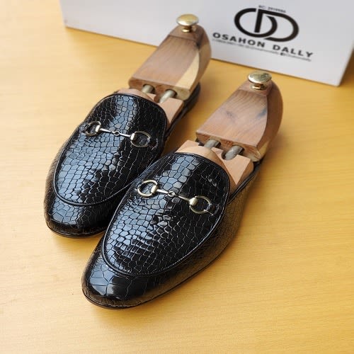 Croc Belgian Mules With Horse-bit