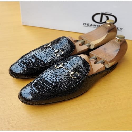 Croc Belgian Mules With Horse-bit