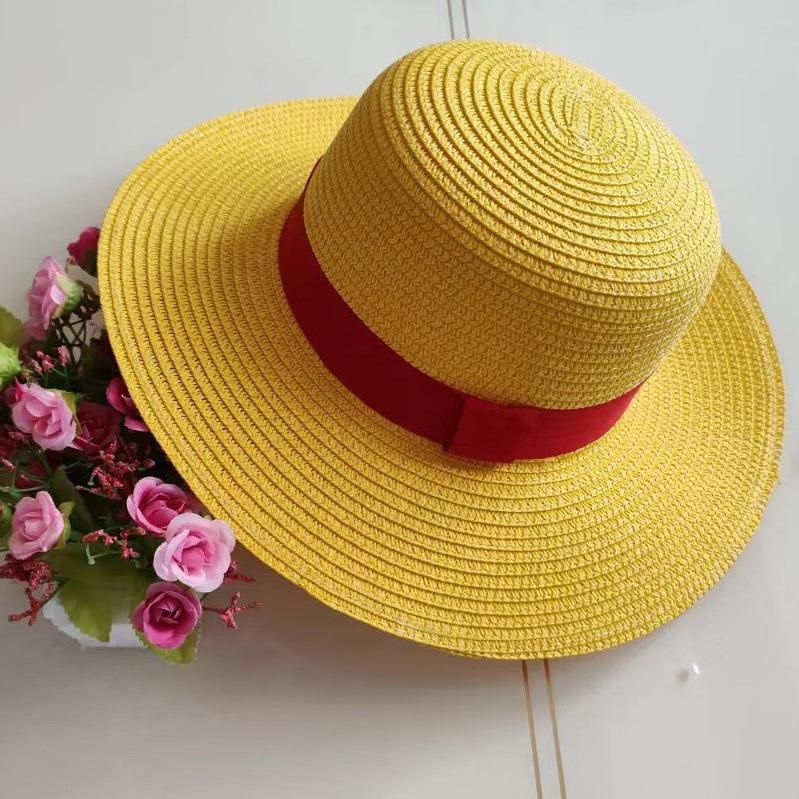 Fashion Cartoon Small Yellow Hat One Piece Anime Cosplay Straw Hat Summer Sunshade Beach Hat Performance Dress up Yellow 31cm