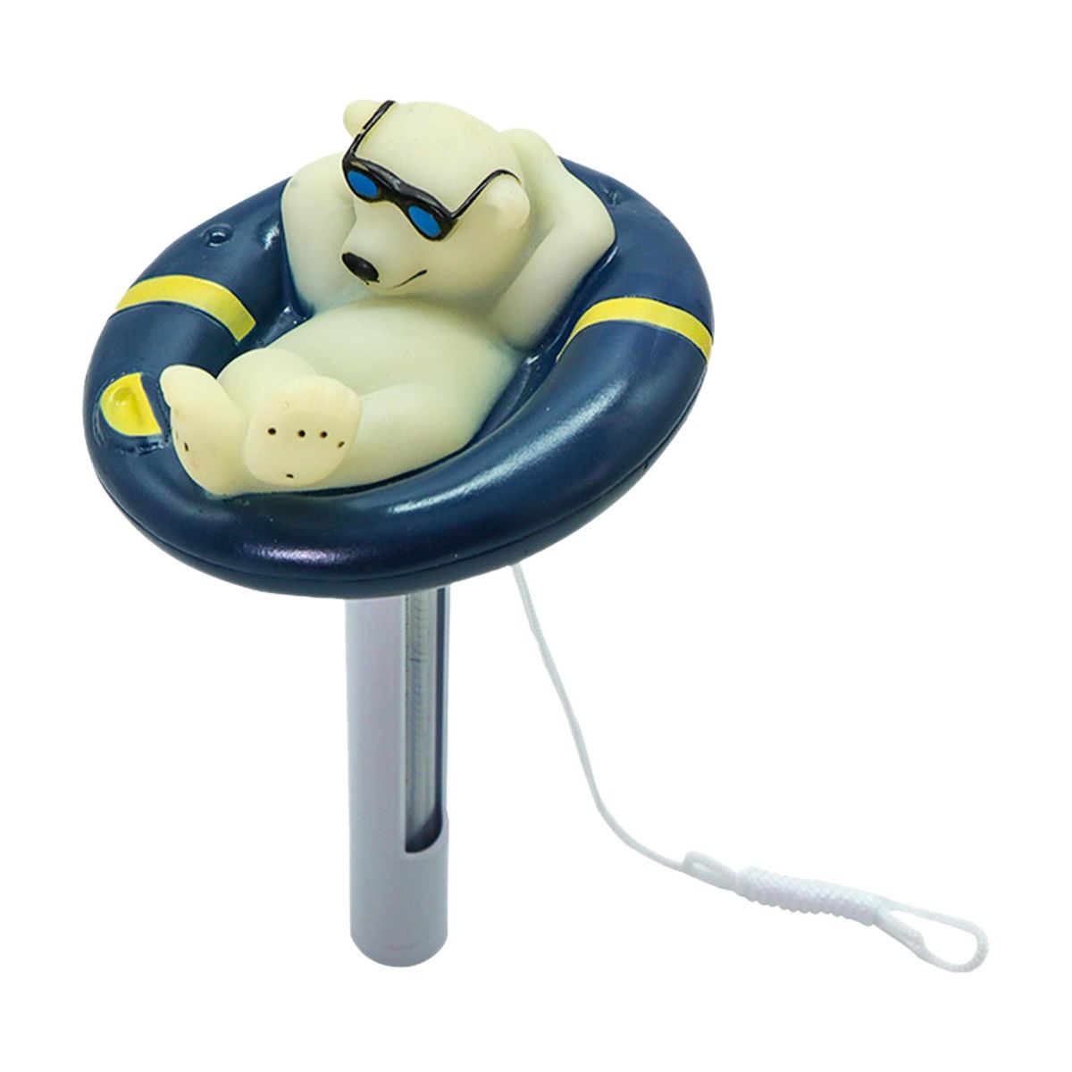 Floating Pool Thermometer Cartoon Polar Bear Shape Water Temperature Thermometers with String for Outdoor Indoor Swimming Pools Spas Hot Tubs Fish Ponds