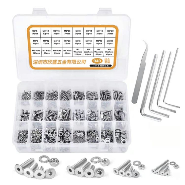 Screws 940 PCS/Set M2/M3/M4/M5 Stainless Steel Screw Washer Set