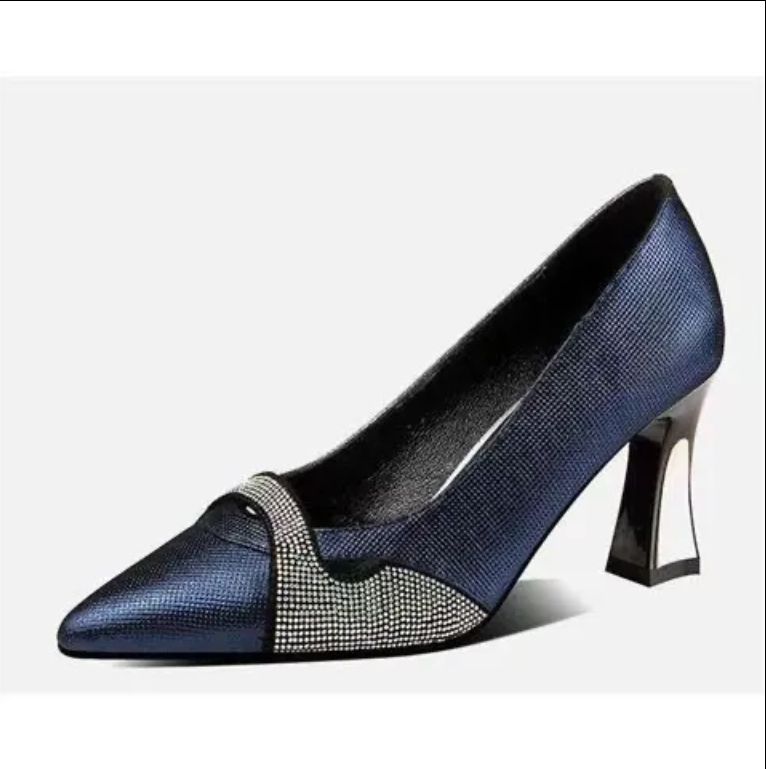 Ladies Fashion Pointed Toe Work Shoes-Blue