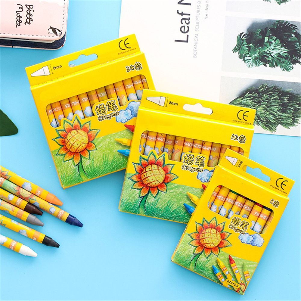 8/12/24 Colors Non-Toxic Wax Crayon Kids Creative Graffiti