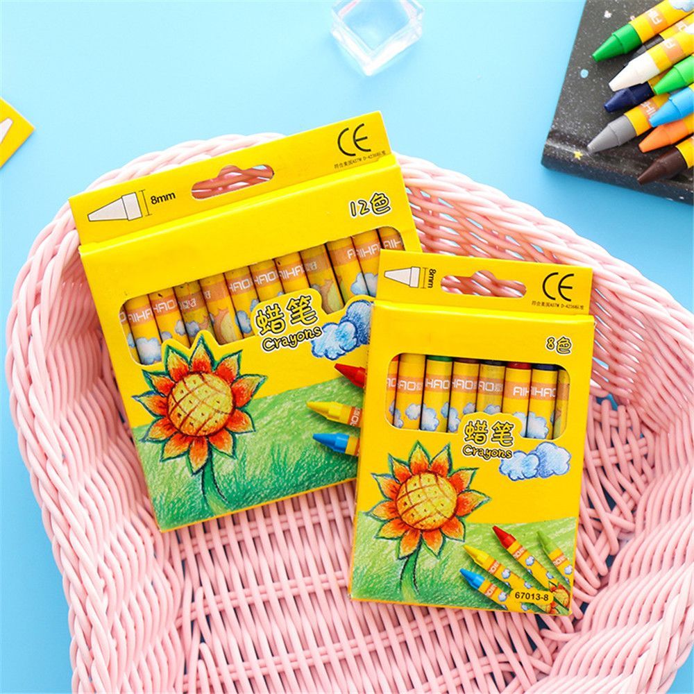 8/12/24 Colors Non-Toxic Wax Crayon Kids Creative Graffiti