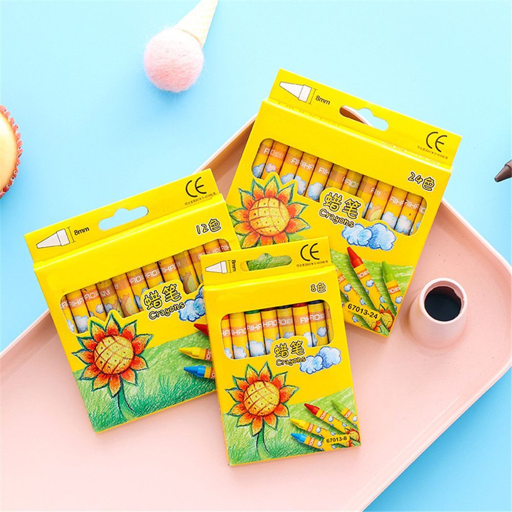 8/12/24 Colors Non-Toxic Wax Crayon Kids Creative Graffiti