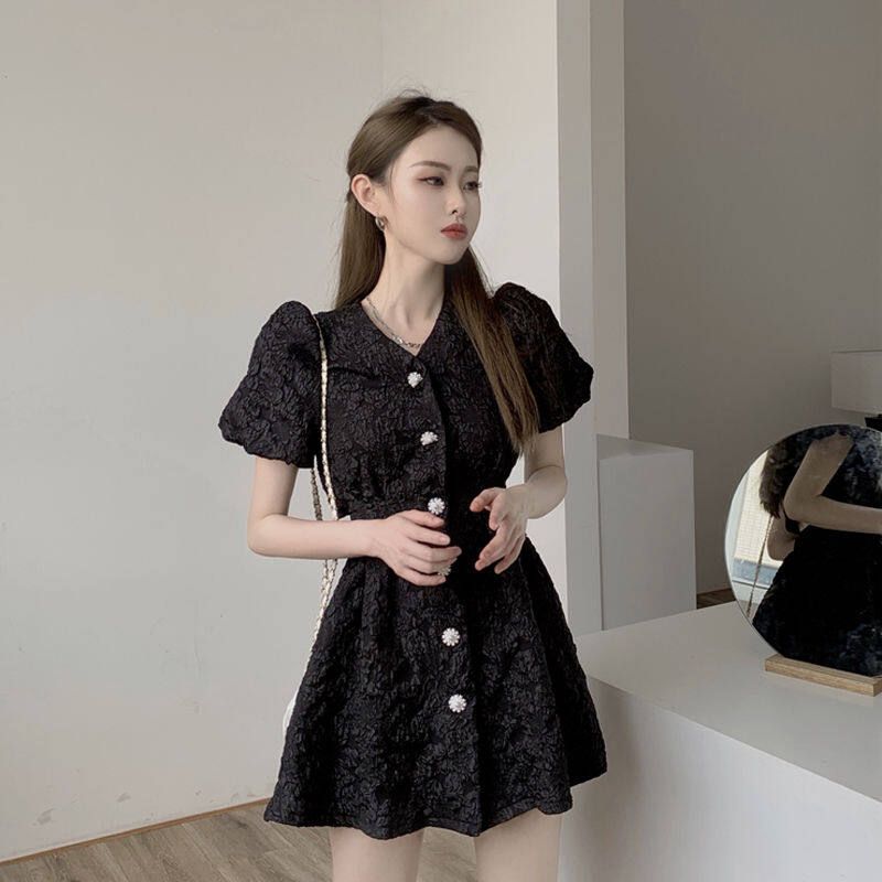 Retro Dress Woman Summer V-collar 2021 New French Sweet B