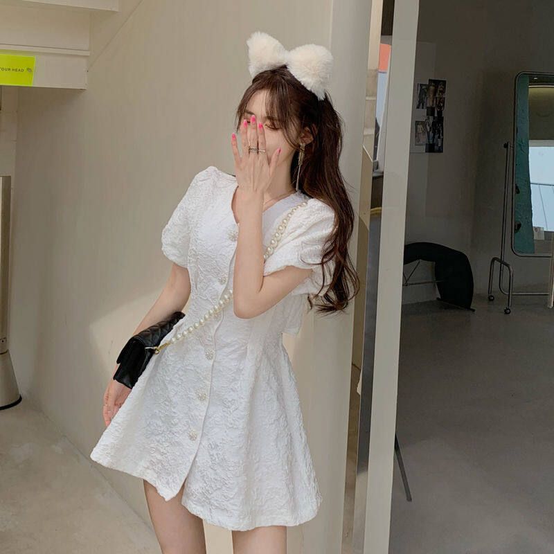 Retro Dress Woman Summer V-collar 2021 New French Sweet B
