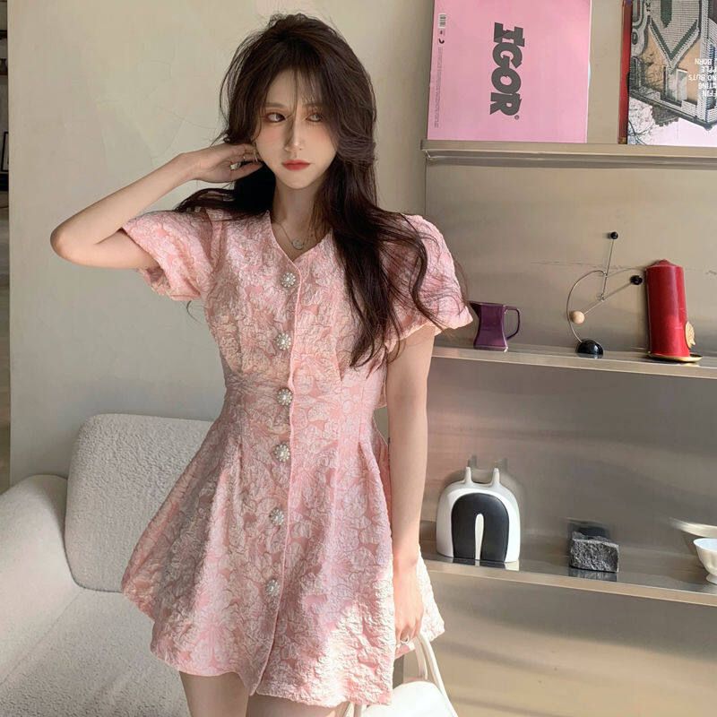 Retro Dress Woman Summer V-collar 2021 New French Sweet B