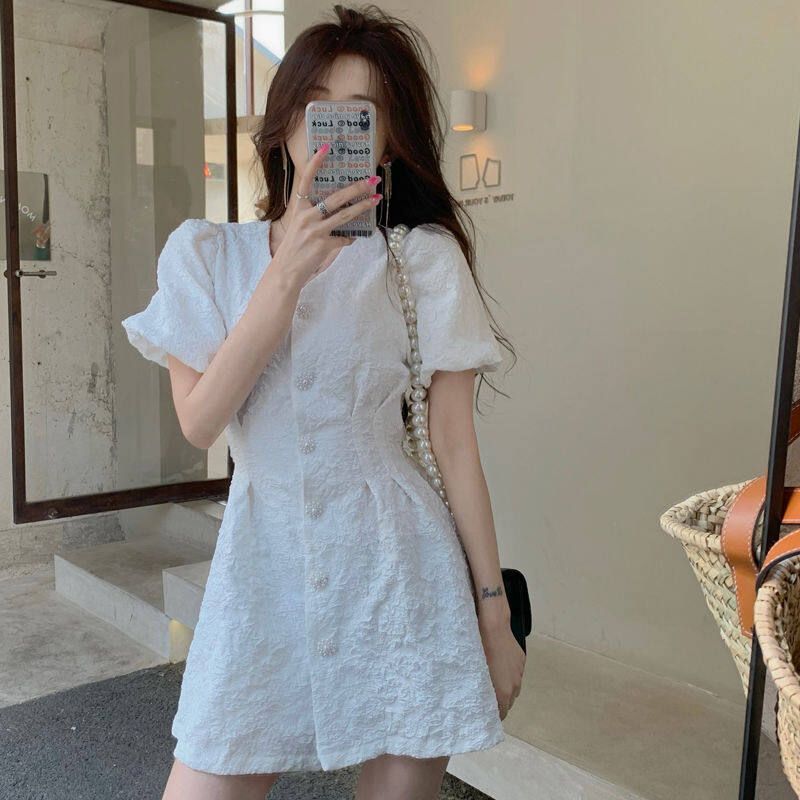 Retro Dress Woman Summer V-collar 2021 New French Sweet B