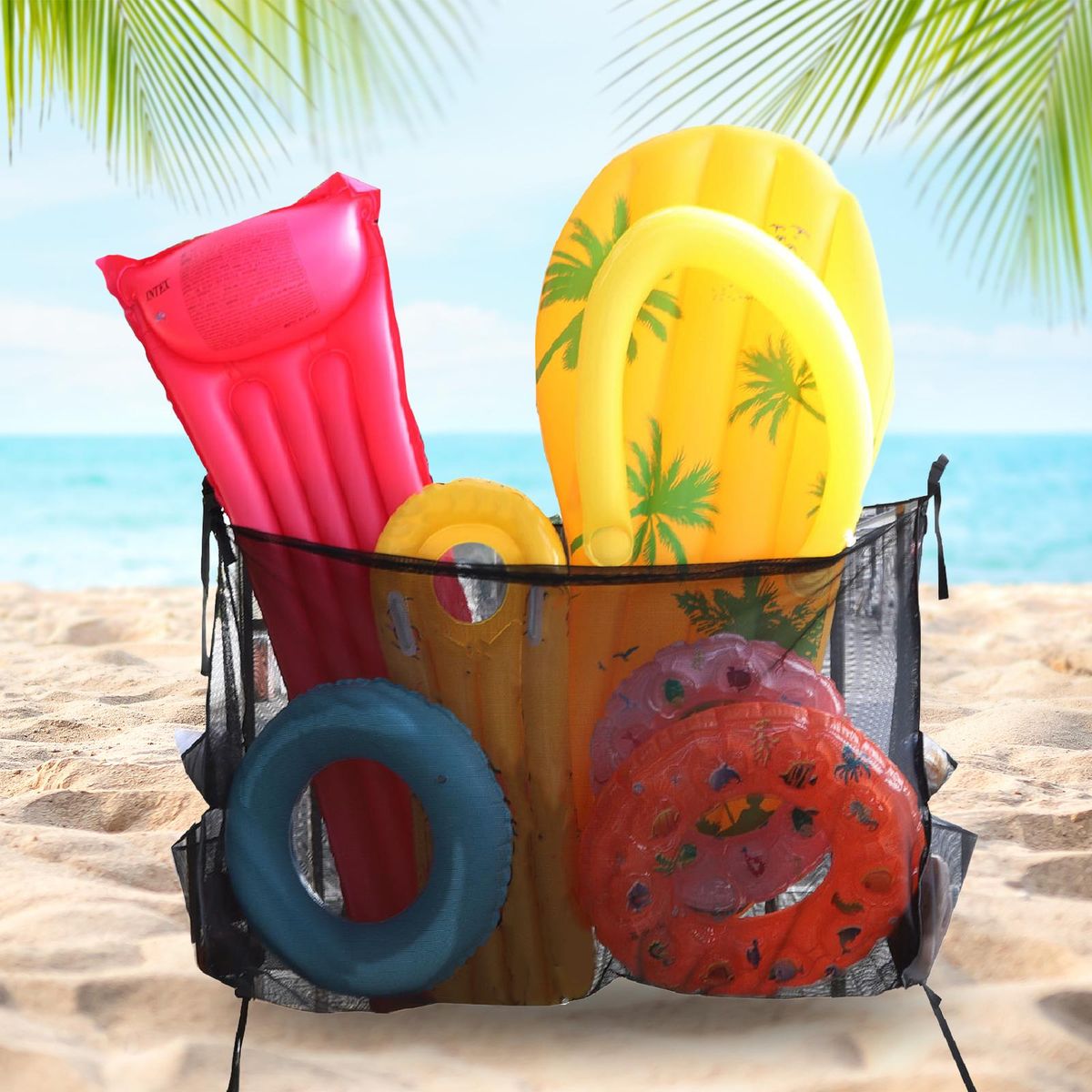 Large Hanging Net Bag, Pool Floats Storage Organizer, Pool