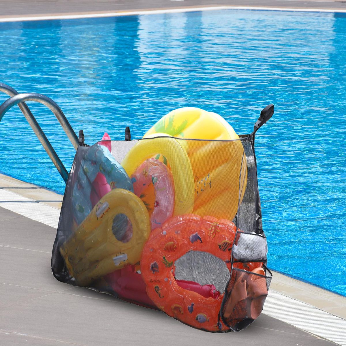 Large Hanging Net Bag, Pool Floats Storage Organizer, Pool