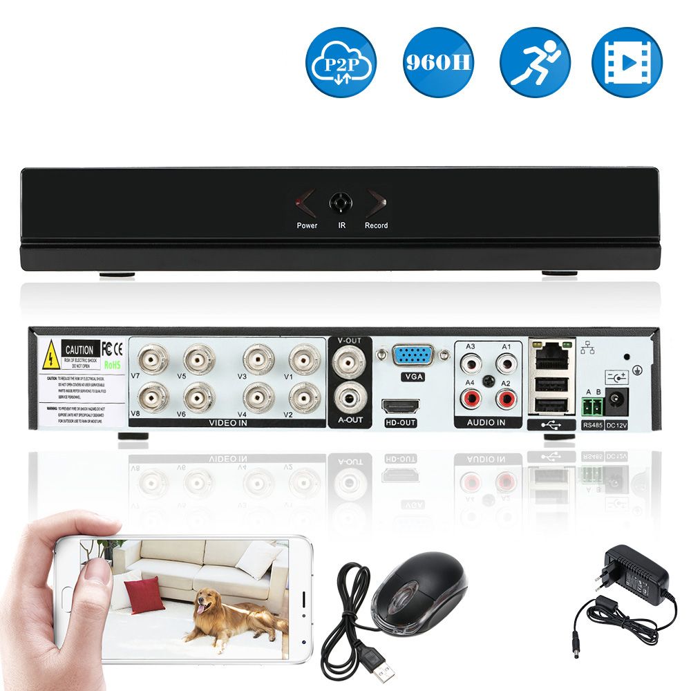 8CH 1080P Hybrid NVR AHD TVI CVI DVR 5-in-1 Digital Video