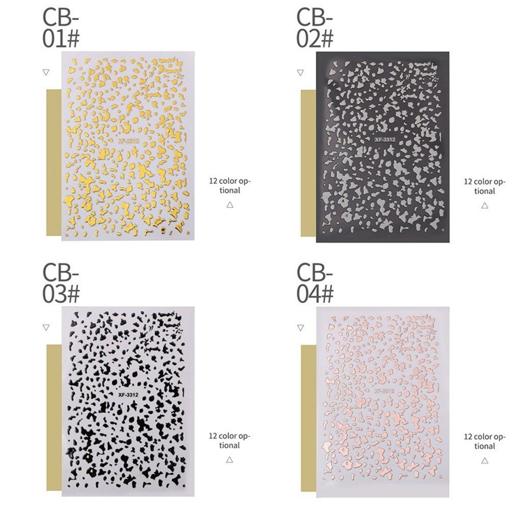 12 Sheets Nail Art Stickers 3D Foil Manicure Stickers