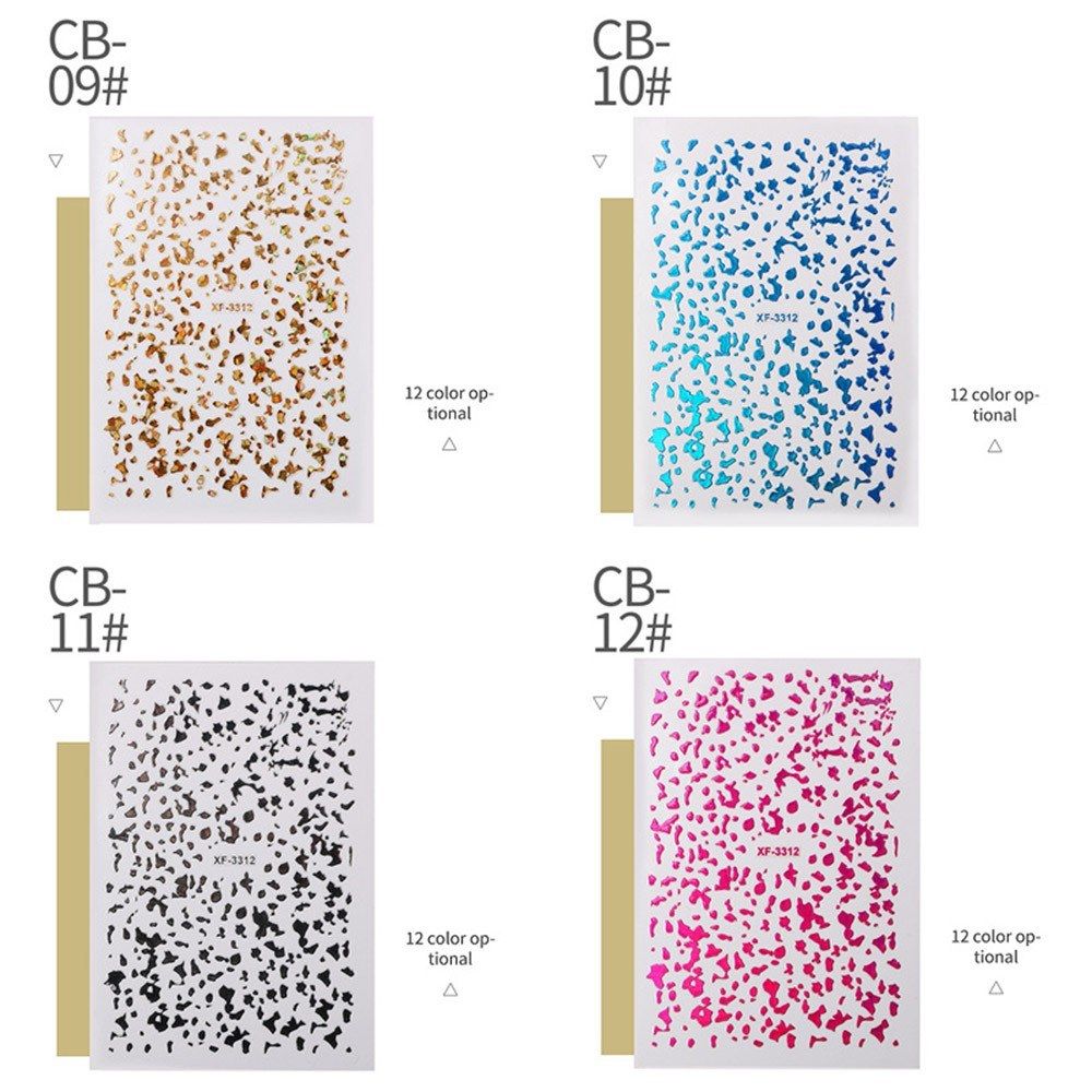 12 Sheets Nail Art Stickers 3D Foil Manicure Stickers