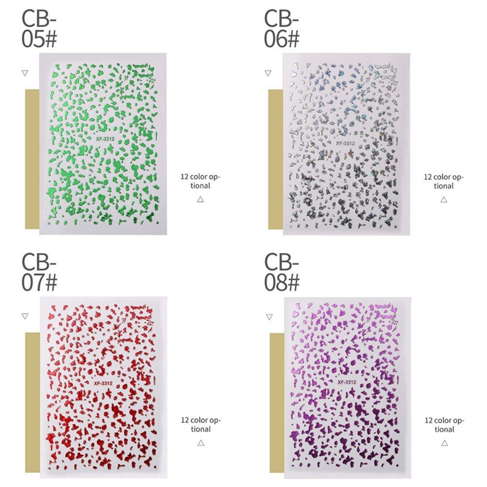 12 Sheets Nail Art Stickers 3D Foil Manicure Stickers