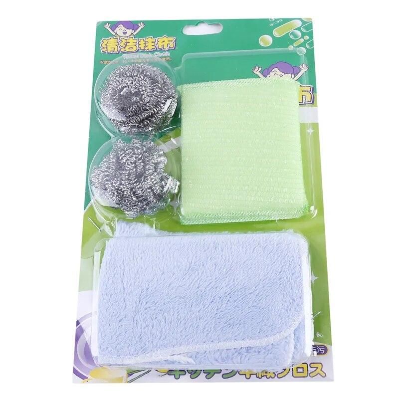 3Pcs Stainless Steel Sponge Wire Ball Kitchen Brush Dish Cleaning Tools magicos Scrub Bowl Brush Pot Ball Pot Ball Combination